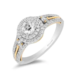 Enchanted Disney Fine Jewelry 14K White Gold and Yellow Gold with 1 CTTW Diamonds Rapunzel Engagement Ring