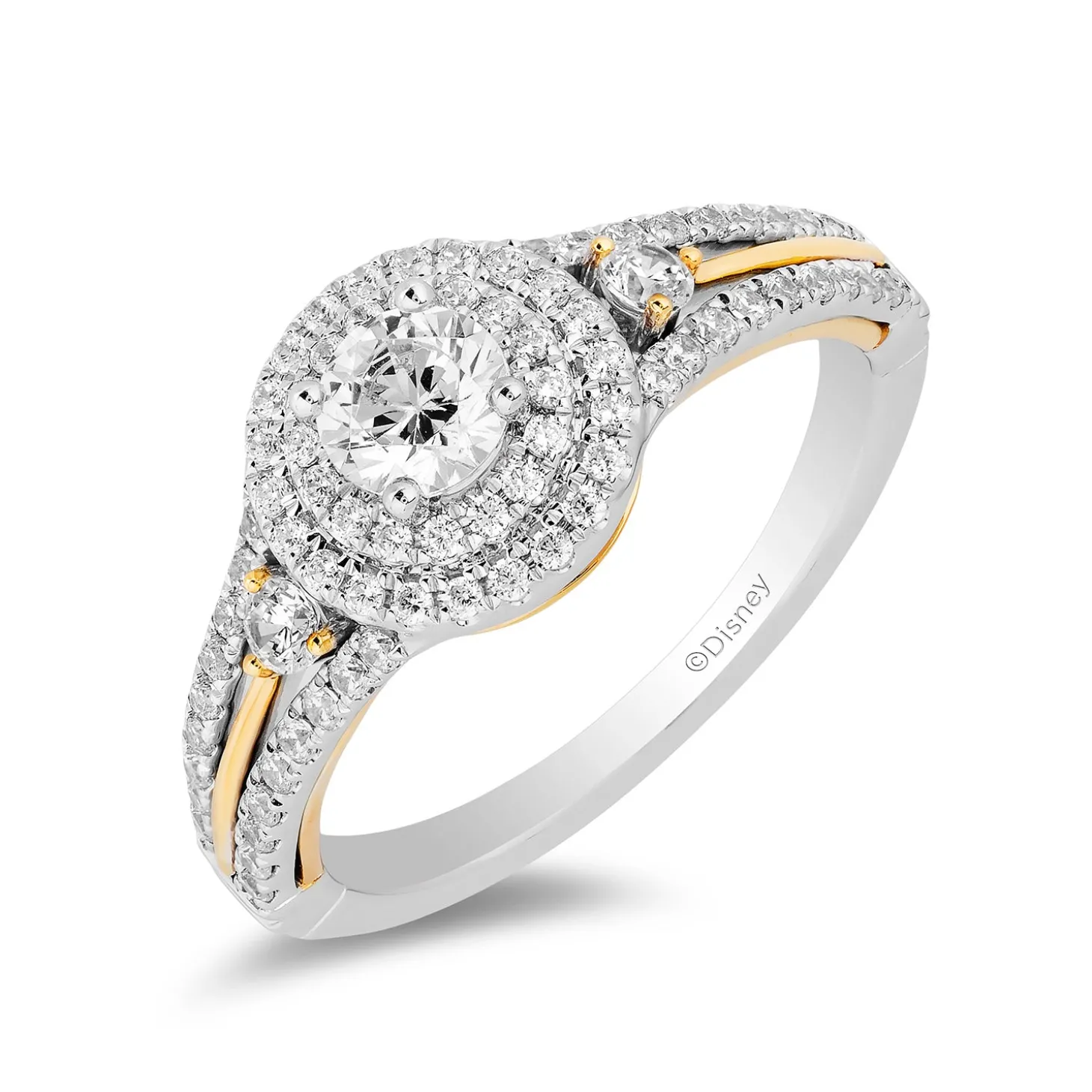 Enchanted Disney Fine Jewelry 14K White Gold and Yellow Gold with 1 CTTW Diamonds Rapunzel Engagement Ring