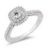 Enchanted Disney Fine Jewelry 14K White Gold and Rose Gold with 3/4 CTTW Diamonds and Garnet Snow White Engagement Ring