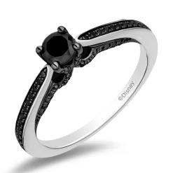 Enchanted Disney Fine Jewelry 14K White Gold with 5/8 CTTW Black Diamonds Maleficent Engagement Ring