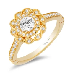 Enchanted Disney Fine Jewelry 14K Yellow Gold with 3/4 CTTW Diamonds Merida Engagement Ring
