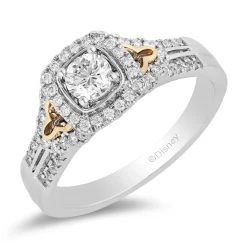 Enchanted Disney Fine Jewelry 14K White Gold and Yellow Gold with 3/4 CTTW Diamond Jasmine Engagement Ring