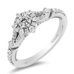 Enchanted Disney Fine Jewelry 10K White Gold with 5/8 CTTW Diamonds Elsa Engagement Ring