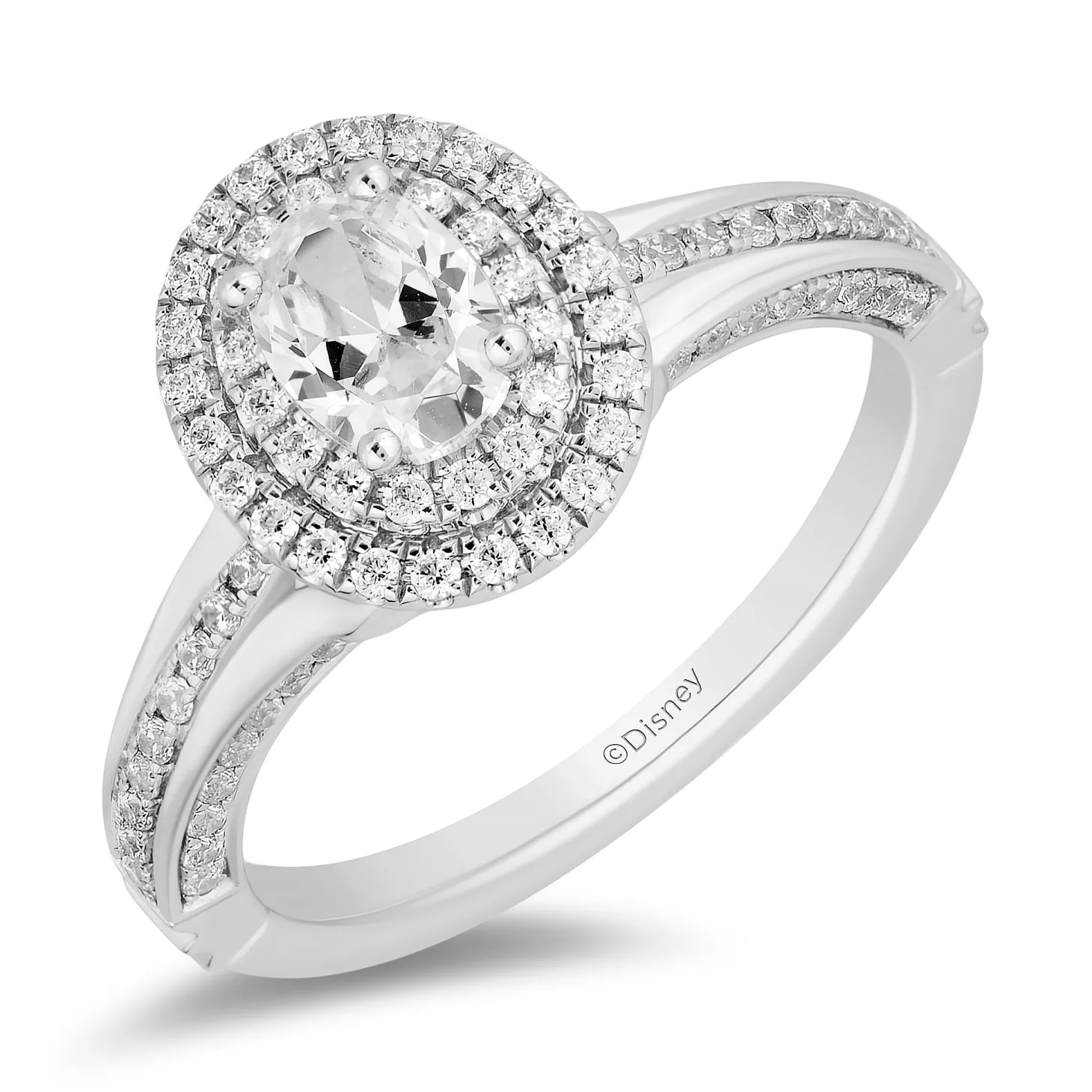 Enchanted Disney Fine Jewelry 14K White Gold with 1 CTTW Diamonds Cinderella Engagement Ring
