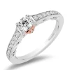 Enchanted Disney Fine Jewelry 14K White Gold and Rose Gold with 3/4 CTTW Diamonds Belle Engagement Ring