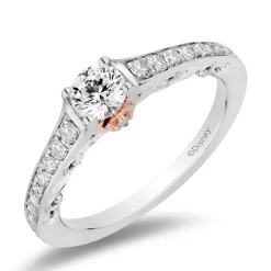 Enchanted Disney Fine Jewelry 14K White Gold and Rose Gold with 3/4 CTTW Diamonds Belle Engagement Ring