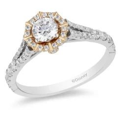 Enchanted Disney Fine Jewelry 14K White Gold and Yellow Gold 3/4 CTTW Mulan Engagement Ring