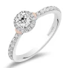 Enchanted Disney Fine Jewelry 14K White Gold and Rose Gold with 3/4 CTTW Diamonds Snow White Engagement Ring