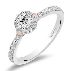 Enchanted Disney Fine Jewelry 14K White Gold and Rose Gold with 3/4 CTTW Diamonds Snow White Engagement Ring