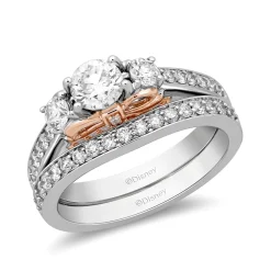 Enchanted Disney Fine Jewelry 14K White Gold and Rose Gold with 1 1/5 CTTW Snow White Bridal Set