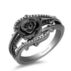 Enchanted Disney Fine Jewelry Black Rhodium Over Sterling Silver with 1/5 CTTW Black and White Diamond with Black Onyx Maleficent Ring