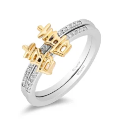 Enchanted Disney Fine Jewelry Sterling Silver and 10K Yellow Gold with 1/6 CTTW Diamond Mulan Ring