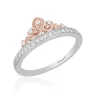 Enchanted Disney Fine Jewelry Sterling Silver and 10K Rose Gold  with 1/5 CTTW Diamond Majestic Princess Tiara Ring