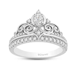 Enchanted Disney Fine Jewelry 14K White Gold with 1/2 CTTW Diamonds Cinderella Ring