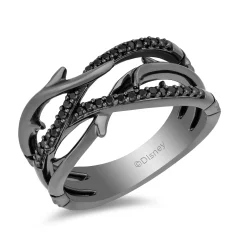Enchanted Disney Fine Jewelry Black Rhodium over Sterling Silver 1/5 CTTW Maleficent Creeper Ring