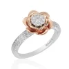 Enchanted Disney Fine Jewelry 14K Rose Gold Over Sterling Silver 1/4 CTTW Belle Rose Composite Ring
