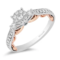 Enchanted Disney Fine Jewelry 14K White Gold and Rose Gold 1/2 CTTW Blue & White Diamond Belle Engagement Ring