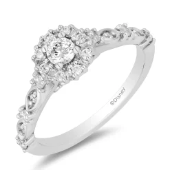 Enchanted Disney Fine Jewelry 14K White Gold with 1/2 CTTW Diamonds Cinderella Engagement Ring