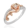 Enchanted Disney Fine Jewelry 10K White Gold  and Rose Gold 1/5 CTTW Belle Rose Ring