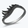 Enchanted Disney Fine Jewelry Sterling Silver with Black Rhodium 1/8 CTTW Maleficent Wings Ring