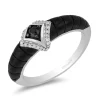 Enchanted Disney Fine Jewelry Sterling Silver with Black Rhodium 1/6 CTTW Maleficent Horn Ring