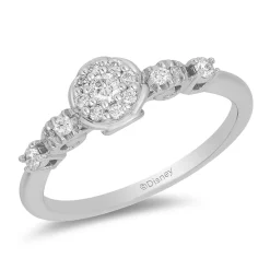 Enchanted Disney Fine Jewelry Sterling Silver with 1/4 CTTW Diamond Cinderella Ring