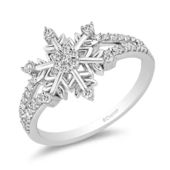 Enchanted Disney Fine Jewelry Sterling Silver 1/4ctw Elsa Snowflake Ring