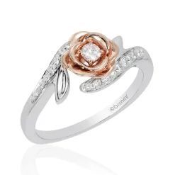 Enchanted Disney Fine Jewelry 14K White Gold And Rose Gold with 1/4 CTTW Belle Rose Ring