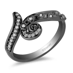 Enchanted Disney Fine Jewelry Sterling Silver with Black Rhodium 1/6 CTTW Ursula Ring