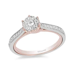 Enchanted Disney Fine Jewelry 10K White Gold and Rose Gold 1/3 CTTW Belle Composite Rose Engagement Ring