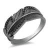 Enchanted Disney Fine Jewelry Black Rhodium Over Sterling Silver 1/10 CTTW Maleficent Villain Ring