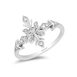 Enchanted Disney Fine Jewelry Sterling Silver with 1/10 CTTW Diamonds Frozen 2 Elsa Fashion Ring