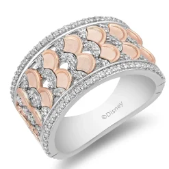 Enchanted Disney Fine Jewelry Sterling Silver and 10K Rose Gold 1/3 CTTW Ariel Ring