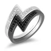 Enchanted Disney Fine Jewelry I Rock Sterling Silver and Black Rhodium 1/4 CTTW Diamond Disney Cruella Live Action Stack Rings