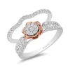 Enchanted Disney Fine Jewelry 14K White Gold and Rose Gold with 3/4 CTTW Belle Rose Bridal Set