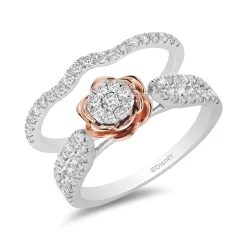Enchanted Disney Fine Jewelry 14K White Gold and Rose Gold with 3/4 CTTW Belle Rose Bridal Set