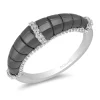 Enchanted Disney Fine Jewelry Sterling Silver with Black Rhodium 1/5 CTTW Maleficent Horn Ring