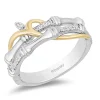 Enchanted Disney Fine Jewelry 10K White Gold and Yellow Gold 1/10 CTTW Mulan Ring
