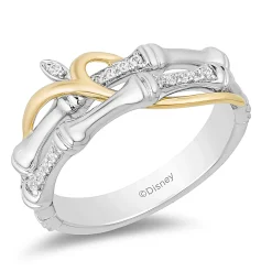 Enchanted Disney Fine Jewelry 10K White Gold and Yellow Gold 1/10 CTTW Mulan Ring