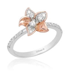 Enchanted Disney Fine Jewelry Sterling Silver and 10K Rose Gold with 1/4  CTTW Diamond Rapunzel Ring
