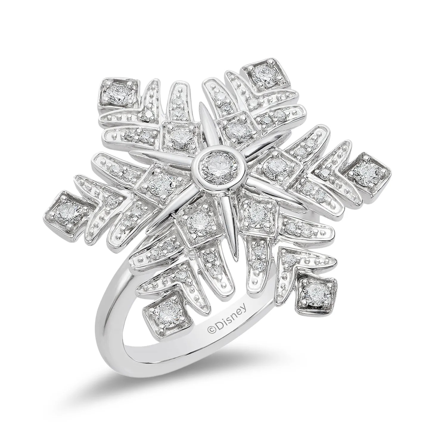 Enchanted Disney Fine Jewelry 14K White Gold with 1/2 CTTW Elsa Snowflake Ring