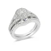 Enchanted Disney Fine Jewelry 14K White Gold with 1 CTTW Diamond and Created Blue sapphire Disney Cinderella Bridal Set