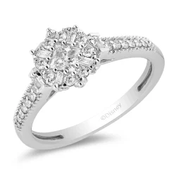 Enchanted Disney Fine Jewelry 10K White Gold with 1/2 CTTW Elsa Snowflake Composite Engagement Ring