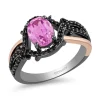 Enchanted Disney Fine Jewelry 14K Rose Gold over Sterling Silver with Black Rhodium with 1/4 CTTW Diamond and Created Pink Sapphire Maleficent Ring