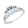 Enchanted Disney Fine Jewelry Sterling Silver with 1/8 CTTW Diamond and Sky Blue Topaz Elsa Ring