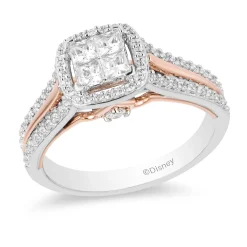 Enchanted Disney Fine Jewelry 14K White Gold and Rose Gold with 3/4 CTTW Diamond Aurora Engagement Ring