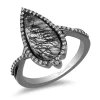 Enchanted Disney Fine Jewelry Black Rhodium over Sterling Silver 1/4 CTTW Diamond with Rutile Quartz Maleficent Ring