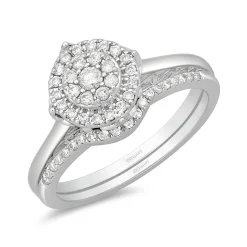 Enchanted Disney Fine Jewelry 14K White Gold with 1/3 CTTW Diamond and Amethyst Ariel Bridal Set