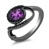 Enchanted Disney Fine Jewelry Black Rhodium over Sterling Silver with 1/5 CTTW Black Diamond and Amethyst Ursula Ring