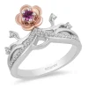 Enchanted Disney Fine Jewelry 14K Rose Gold over Sterling Silver 1/7 CTTW Diamond and Rhodolite Garnet Mulan Tiara Ring
